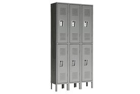 Double Tier Republic Locker 12x12x30 6 Door Assembled Gray