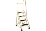 4 Step Aluminum Rolling Ladder - Beige