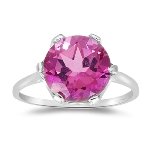 4.01 Cts Mystic Pink Topaz Solitaire Ring in 10K White Gold