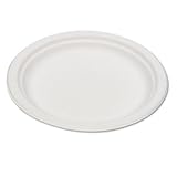 Eco-Products EPP016PK Compostable Sugarcane Dinnerware- 6 Inch Plate- Natural White- 50/Pack