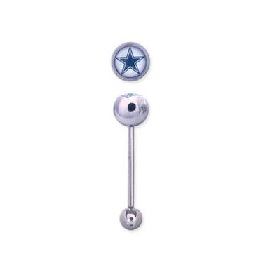 Dallas Cowboys 316L Stainless Steel Barbell - 14G - 5/8 Inch Bar Length - Sold Individually