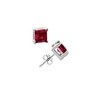 Silver Ruby Gemstone Princess Cut Stud Earrings - 3 mm