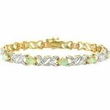 Vermeil Simulated Opal and Diamond Accent X and Oval Bracelet