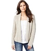 Indigo Collection Pure Cotton Shawl Collar Aztec Knitted Cardigan
