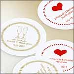 100 Wedding Coasters, Heart or Champagne Design Personalized