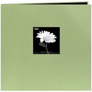 Pioneer 12-Inch by 12-Inch Book Cloth Cover Postbound Album with Window, Sage Green