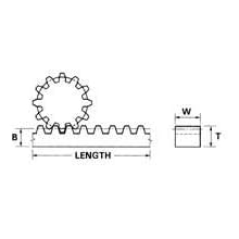 Steel Rack 20 Pitch 14.5 Degree Pressure Angle 72" Length
