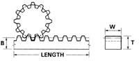 Steel Rack 20 Pitch 14.5 Degree Pressure Angle 72" Length