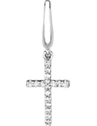 14k White Gold .085 Ct Tw Polished Tiny Diamond Cross Pendant Charm/Pendant Jewelry