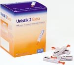 Unistik 2 Extra Blood Sampling Device, 21G 3.0mm (OWAT0712) Category: Blood Glucose Monitoring Supplies
