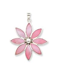 Sterling Silver Pink Stone Flower Pendant