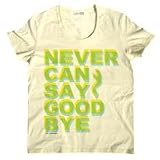 タイポグラフィーTシャツ 20世紀最大のスーパースターの1人 マイケル・ジャクソンの名曲 Never Can Say Good Bye タイポデザインUネックＴシャツ
