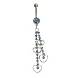 Stainless Steel Belly Ring with Blue Australian Crystals - 14g/5mm ball