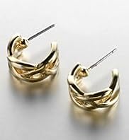 Gold Plated Criss-Cross Hoop Earrings