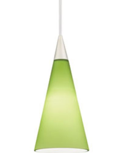 Alfa Lighting P30MPG-STN-LIM Art Glass Medium Cone Halogen Line Voltage Pendant, Satin Nickel with Lime Green Glass
