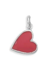 Hot Pink Enamel Heart Charm