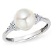 0.12 Carat F-G/VS2 Round Diamond with White Cultured Fresh Water Ring in 18ct Solid White Gold