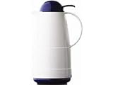 Rotpunkt 210/B White/Azure Blue Vacuum Carafe with Press-to-Pour Stopper 34-oz.