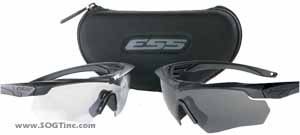 ESS CROSSBOW 2 x Two Fully Assembled EyeShields - 1 with clear lens and 1 with smoke grey lens, hard case, and microfiber pouch 740-0386