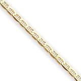 14k 3mm Concave Anchor Chain Anklet - 10 Inch
