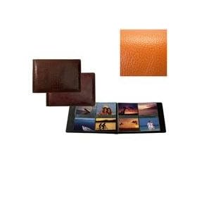 RODEO ORANGE pebble grain leather #178 album with 4-on-a-page pockets by Raika - 4x6