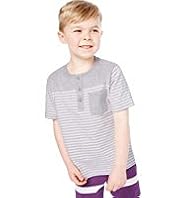 Cotton Rich Striped Yoke T-Shirt