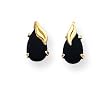 14k Pear Shaped Onyx with Leaf Earrings