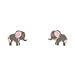 Tiny Pink and Gray Enamel Elephant Stud Earrings title=