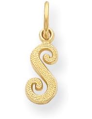 14k Yellow Gold Casted Initial S Charm. Gold Weight- 0.46g.