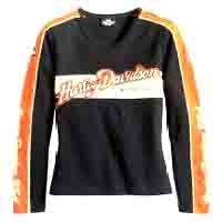Harley-Davidson&reg; Women's Long Sleeve Black Prestige Shirt. Pull-over. 98477-06VW