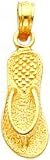 14K Yellow Gold Flip Flop Charm Sandal Shoe Pendant