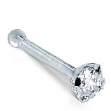 3.0mm / .10ct Diamond- 950 Platinum Nose Ring Bone / Stud- 16 Gauge