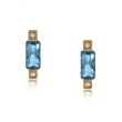 Blue Topaz and Diamond Stud Bar Earrings in 14 Karat Yellow Gold
