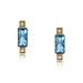 14KT Yellow Gold Bar Earrings w Blue Topaz & Diamonds