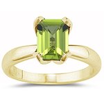 1.55 Cts Peridot Solitaire Ring in 14K Yellow Gold