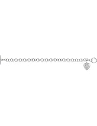 Sterling Silver Sweetheart .0065CTW 7.5"Bracelet With Bo by US Gems