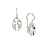 Sterling Silver Cross-Centered Oval Earrings