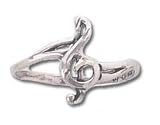 Solid Sterling Silver Treble Clef Light Ring