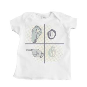 Boy's White Infant T-Shirt with Sign Language Design - 6 Months