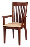 Arm Chair-Beige Cushion-Mahogany