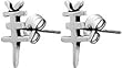 Chinese Ram Character Pewter Stud Earrings
