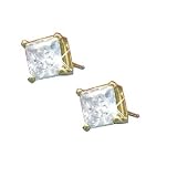 14K .75 (3/4) CTW Princess Cut Diamond Earrings