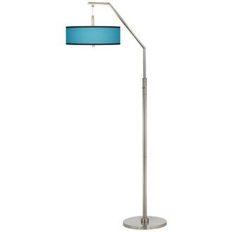 All Aqua Giclee Shade Arc Floor Lamp