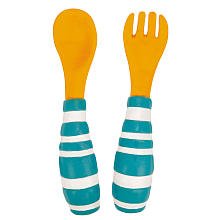Sassy BPA Free Comfy Grip Fork & Spoon - Assorted colors