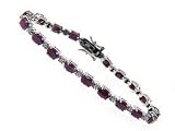 Sterling Silver Genuine Ruby & Diamond Accent Tennis Bracelet