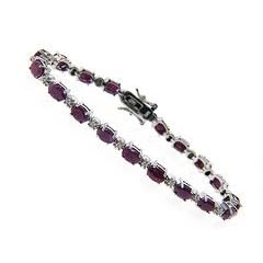 Sterling Silver Genuine Ruby & Diamond Accent Tennis Bracelet