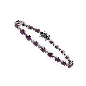 Sterling Silver Genuine Ruby and Diamond Accent Tennis Bracelet by 