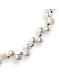 Sterling Silver White Cultured Button Pearl Necklace - 16 Inch