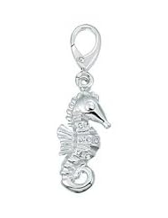 Genuine Zable (TM) Product. 925 Sterling Silver CZ Seahorse Clip-on Bead Charm. 100% Satisfaction Guaranteed.