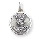 Sterling Silver St. Michael Medal Charm - 15MM (5/8) JewelryWeb